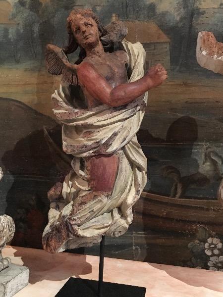 Paire anges bois sculpté XVII ème siècle  (en l'état) 