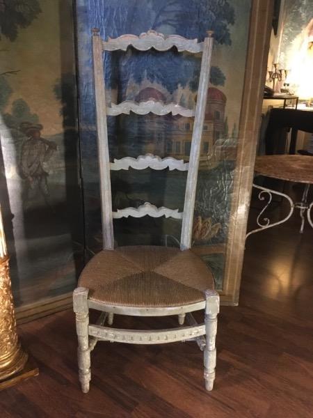 Chaise de nourrice provençale peinte XIX ( paillage au coussin neuf )