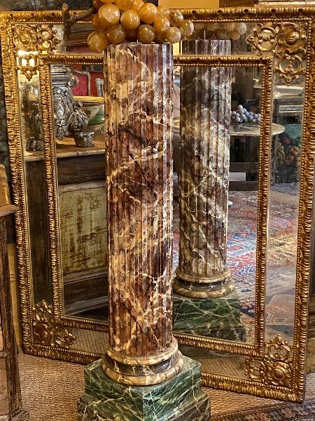 Colonne socle bois faux-marbre XiX ème