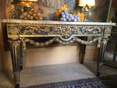 Console en bois doré XVIII ème italienne marbre de granit rose