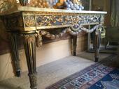 Console en bois doré XVIII ème italienne marbre de granit rose