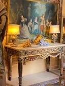 Console en bois doré XVIII ème italienne marbre de granit rose