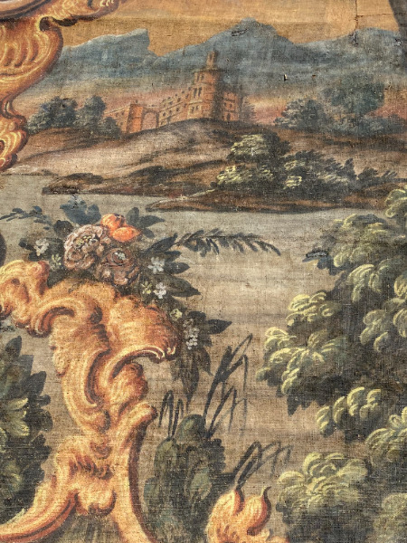 Fragment de toile peinte ( Provence 18 ème )