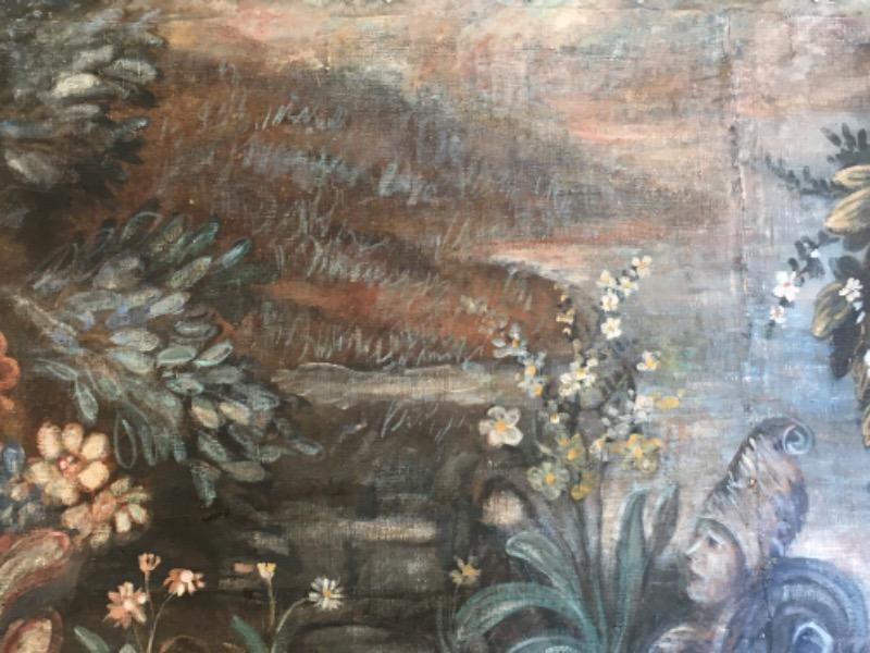 Fragment de toile peinte d’époque 18 ème
