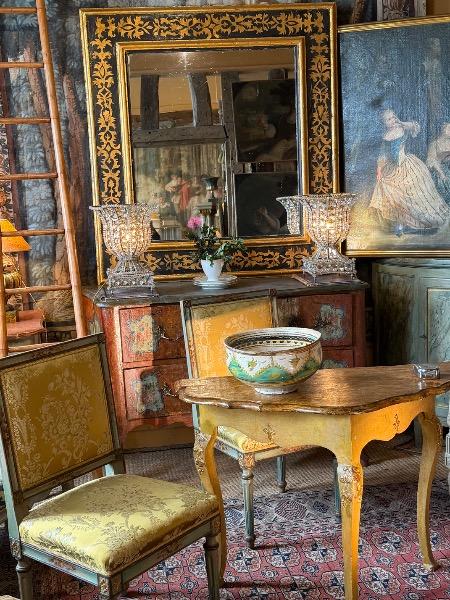 Grand miroir italien du XVIII ème ( arte povera ) avec miroir au mercure