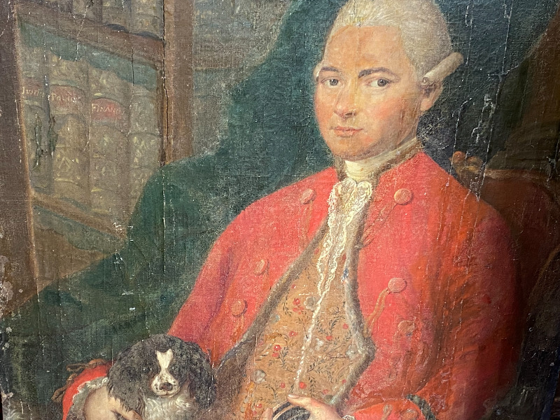 Grand portrait d’un homme de qualité d’époque 18 ème ( à restaurer )