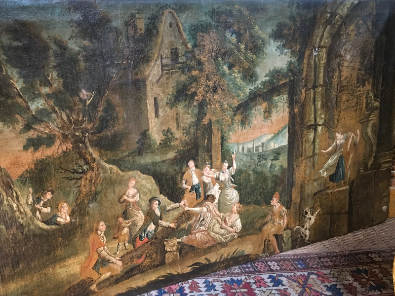 Grande Huile sur toile représentant une scène de genre ( bucolique )