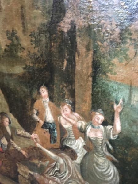 Grande Huile sur toile représentant une scène de genre ( bucolique )