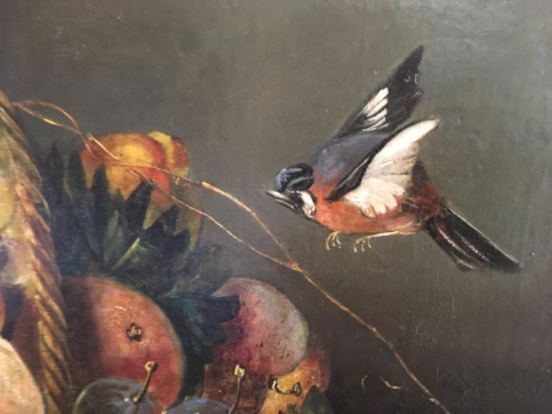 HST corbeille de fruits début XIX non encadrée et réentoilée 