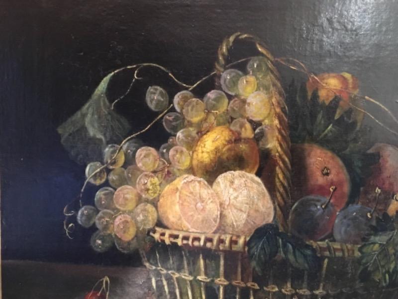 HST corbeille de fruits début XIX non encadrée et réentoilée 