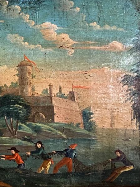HSToile de boiserie d’époque 18 ème ‘ le château fort ‘