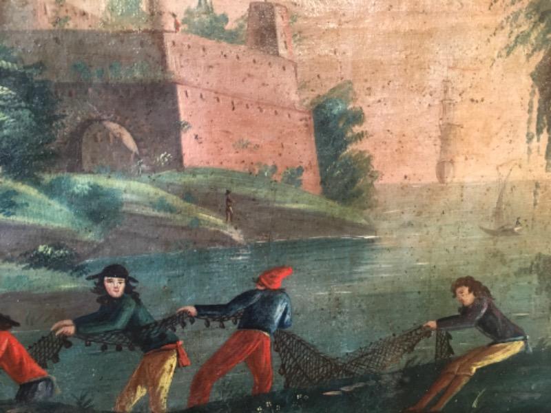 HSToile de boiserie d’époque 18 ème ‘ le château fort ‘