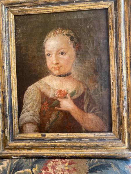 HSToile portrait d’une jeune fille de qualité d’époque 18 ème