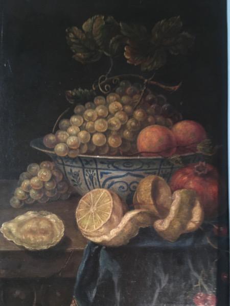 Huile sur carton époque XIXème nature-morte aux fruits