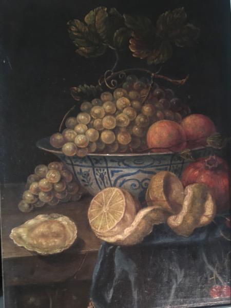 Huile sur carton époque XIXème nature-morte aux fruits