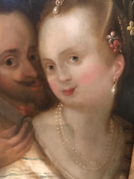 Huile sur panneau début XIX ème ( beau cadre en bois sculpté polychrome italie XVIII ème