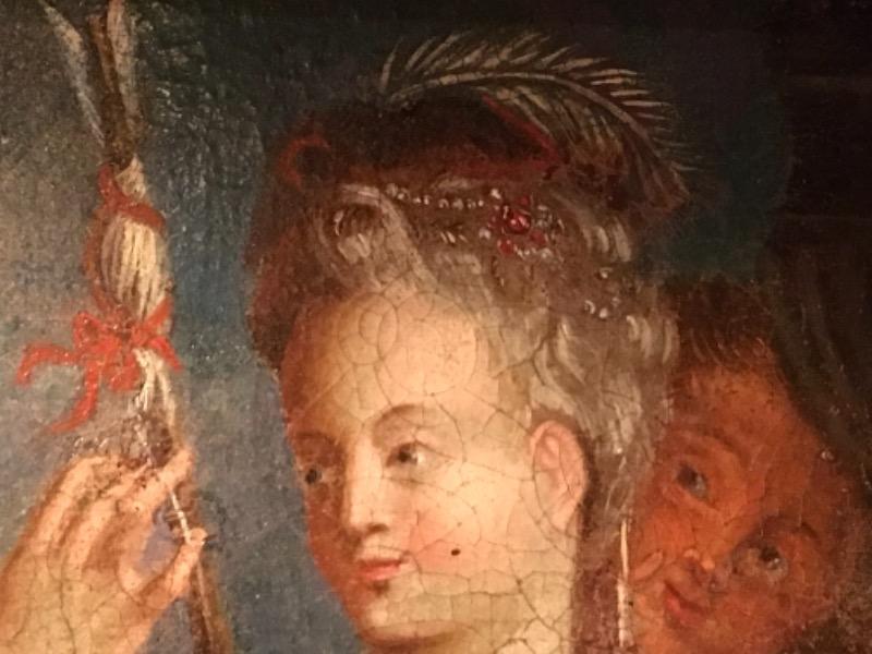Huile sur toile XVIII ème siècle < la fileuse >