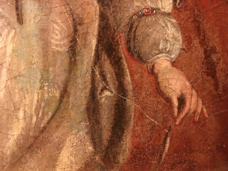 Huile sur toile XVIII ème siècle < la fileuse >