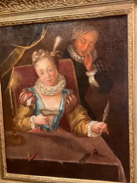 ´le billet doux ´HSToile époque fin XVIII ème encadrée ( cadre postérieur )