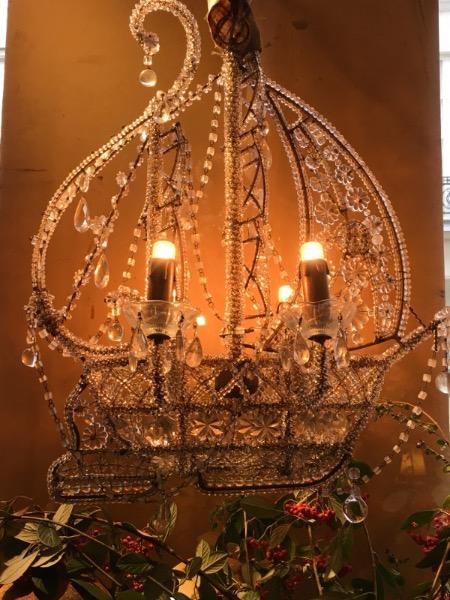 Lustre-caravelle XX ème à 4 lumières 