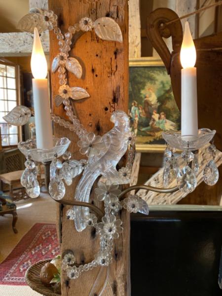 Paire d’appliques « à la perruche « XX ème dans le goût de Baguès