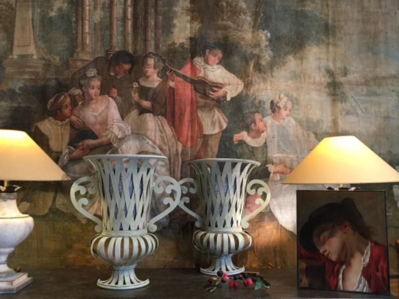 Paire d’appliques murales en treillage ( fer ) de forme médicis XX ème