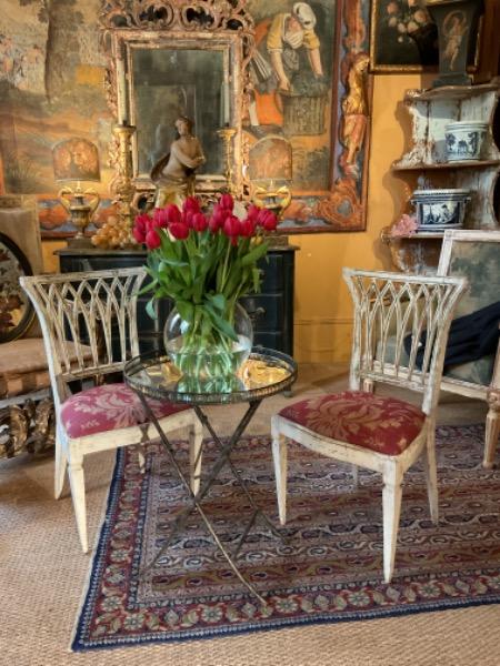 Paire de chaises italiennes ( directoire ) à châssis 