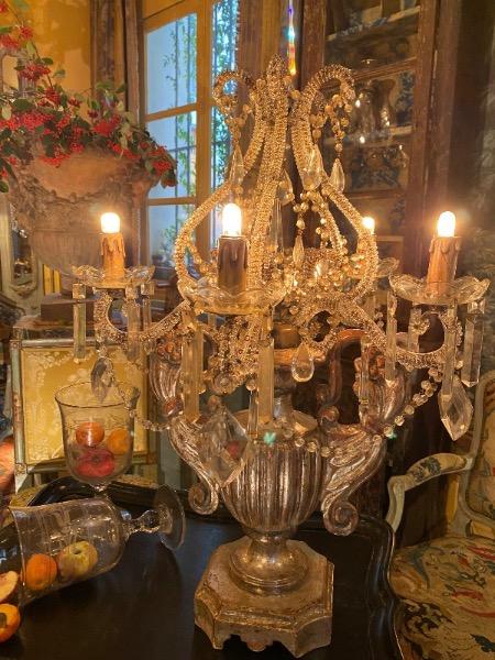 Paire de girandoles italiennes XX ème à 5 lumières dans le goût des tables royales