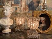 Paire de médicis en métal et cristal ( art déco )