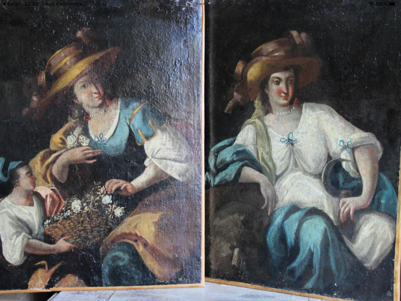Paire d’huiles sur toile ( portraits école italienne) XVIII ème