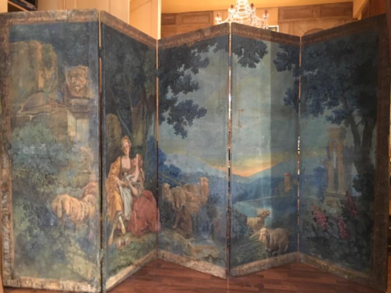 Paravent 5 feuilles époque XVIII ème.             ( Sud de la France )