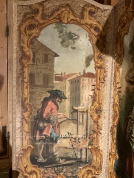 Paravent XVIII ème a 3 feuilles de 68 cm x 2 m