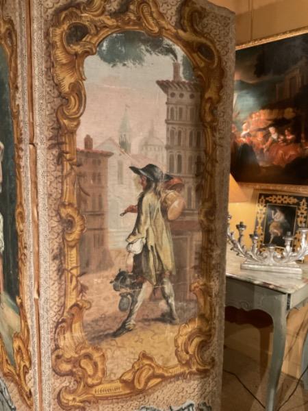 Paravent XVIII ème a 3 feuilles de 68 cm x 2 m