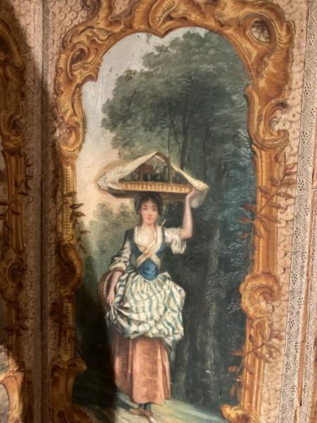 Paravent XVIII ème a 3 feuilles de 68 cm x 2 m