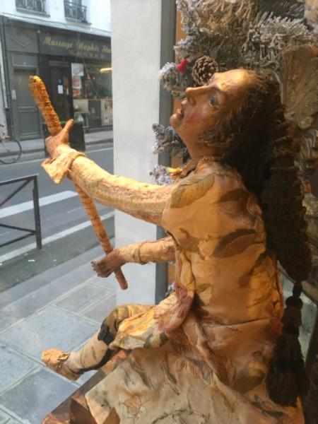 Personnage de crèche napolitaine 18 ème en bois ( yeux en sulfure )