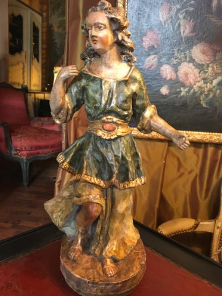 Personnage en bois sculpté polychrome ( centurion ? ) XVIII ème    Europe du Nord