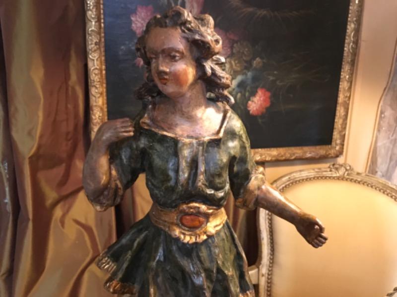 Personnage en bois sculpté polychrome ( centurion ? ) XVIII ème    Europe du Nord