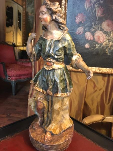 Personnage en bois sculpté polychrome ( centurion ? ) XVIII ème    Europe du Nord