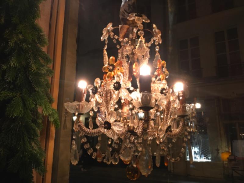 Petit lustre d’alcôve couleur ambre XX ème à 4 lumières 