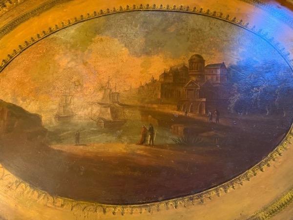 Plateau ovale en tôle peinte début XIX ème