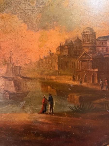 Plateau ovale en tôle peinte début XIX ème