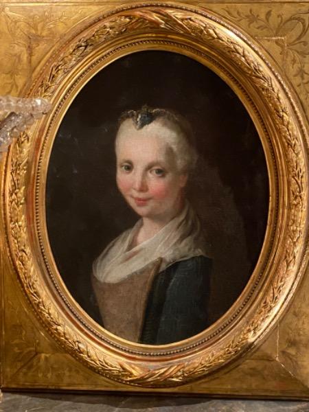 Portrait d’une jeune femme ( Ecole italienne du 18 ème ) cadre postérieur 