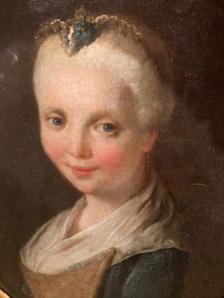 Portrait d’une jeune femme ( Ecole italienne du 18 ème ) cadre postérieur 