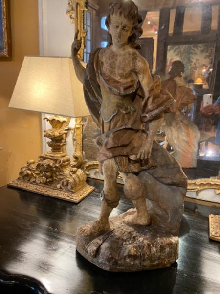 Sculpture en bois polychrome XVII ème siècle 