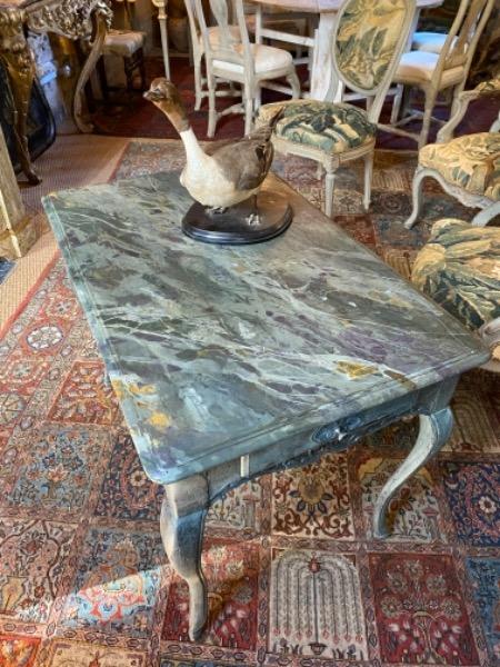 Table volante XVIII ème peinte plateau fx marbre
