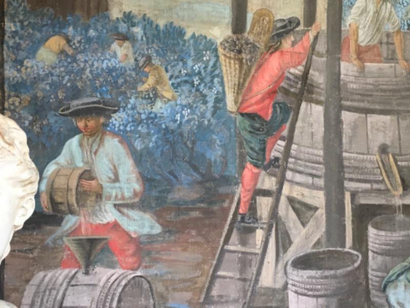 Toile peinte sur châssis XVIII ème siècle ( les vendanges )