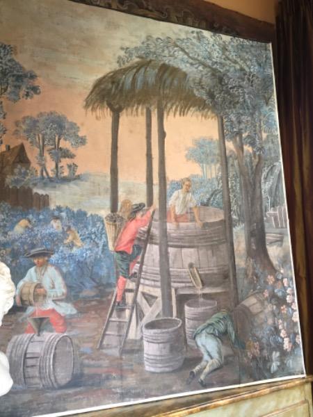 Toile peinte sur châssis XVIII ème siècle ( les vendanges )